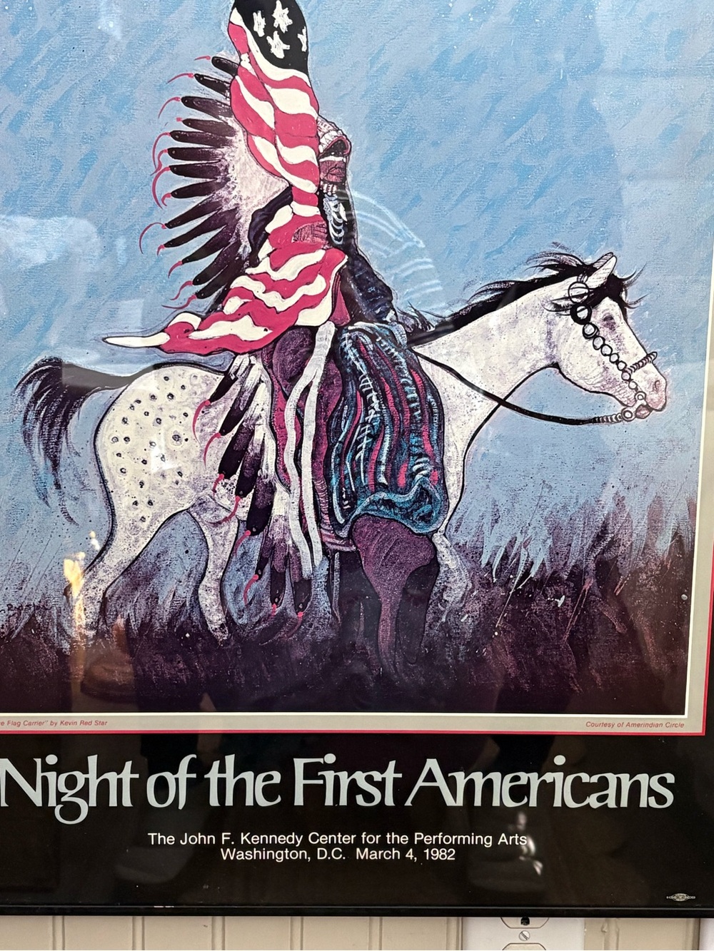 Vintage Kevin Red Star “Night of the First Americans” Print Signed & Framed VTG - Picture 4 of 12